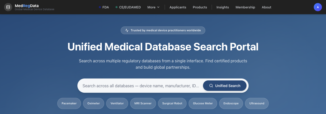 English homepage: one search box across multiple regulatory databases